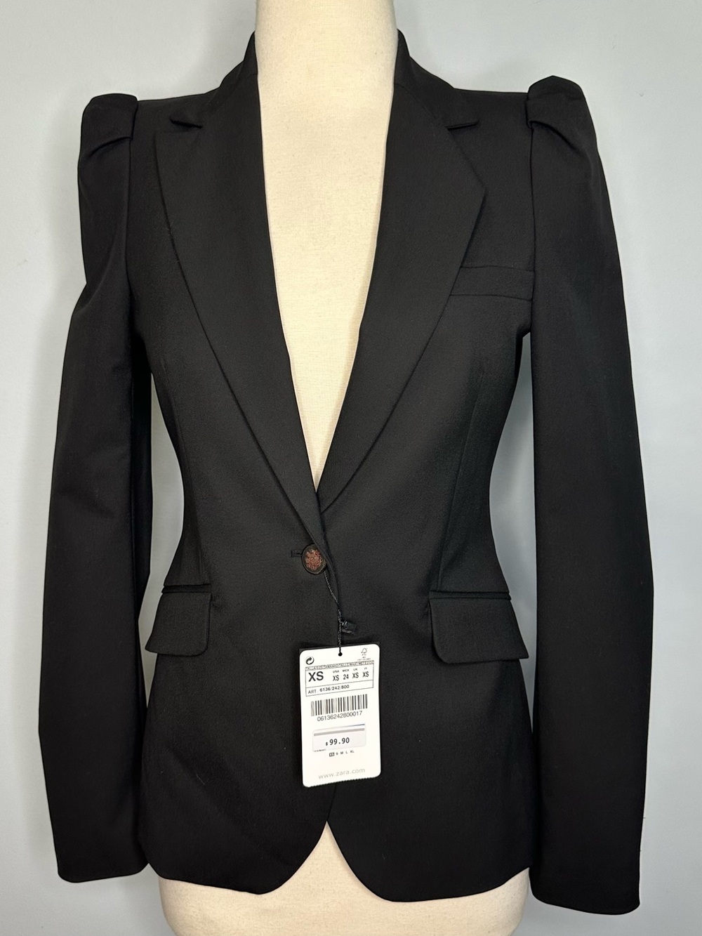 Zara Women’s Black Tailored Single Button Fitted Blazer